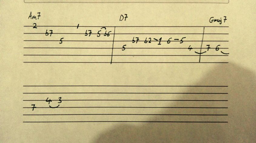 jazz lick for guitar interval notation